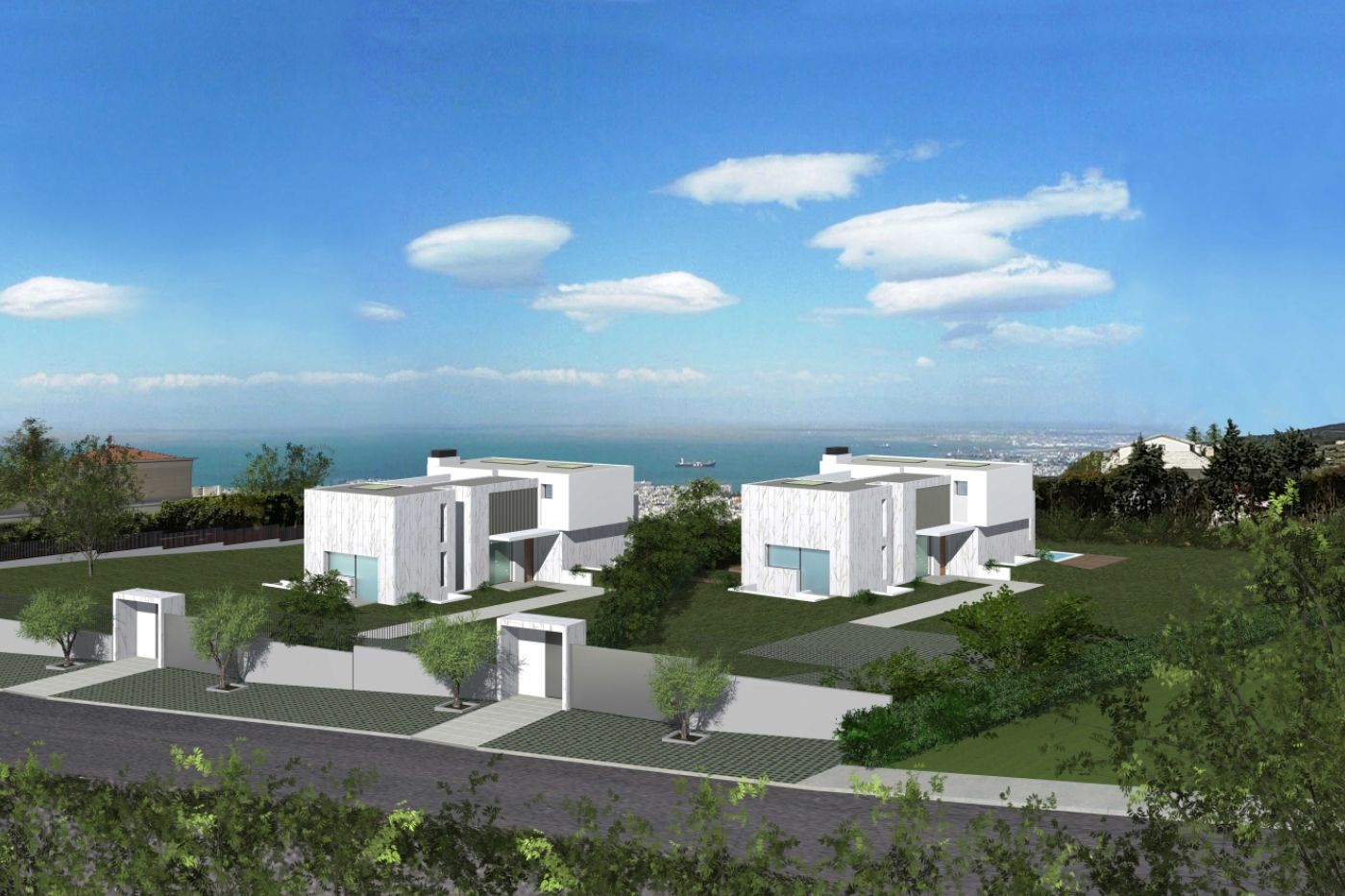 Christakis Oikonomou and Associates, family homes in Thessaloniki, Pylaia, sea view